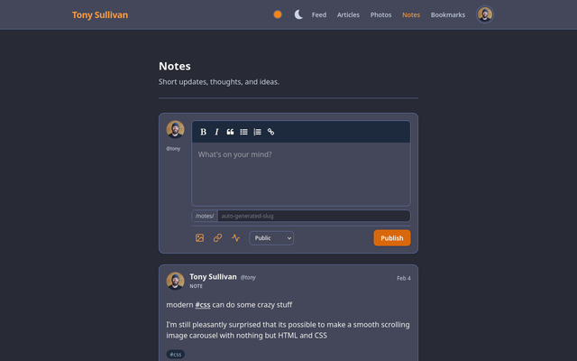 Unified content editor showing a Markdown note being composed